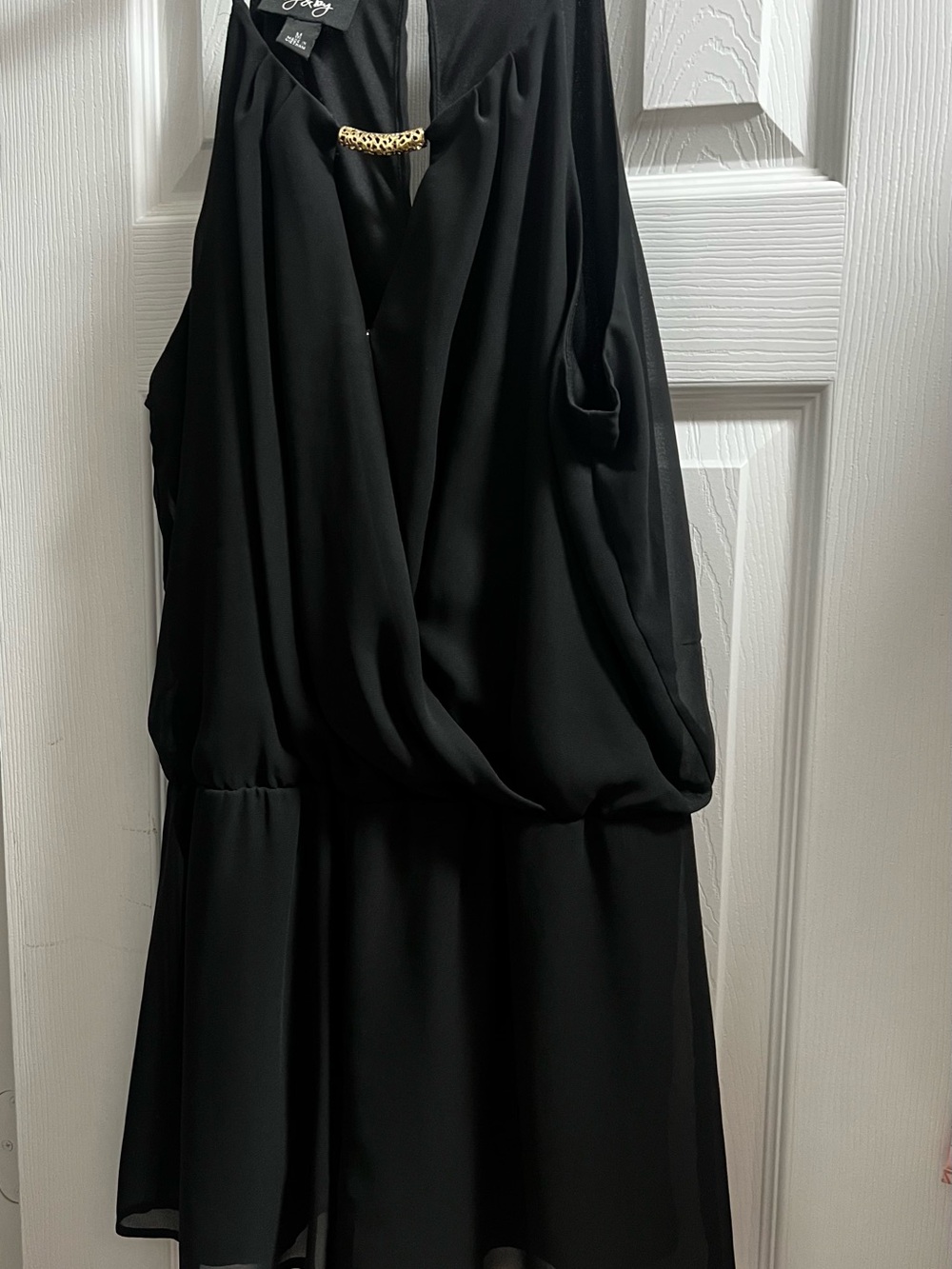 by & by Black Draped Halter Dress